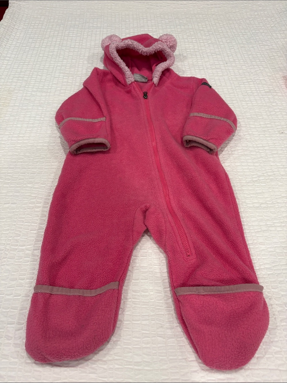 Columbia Pink Fleece Baby One-Piece with Hood